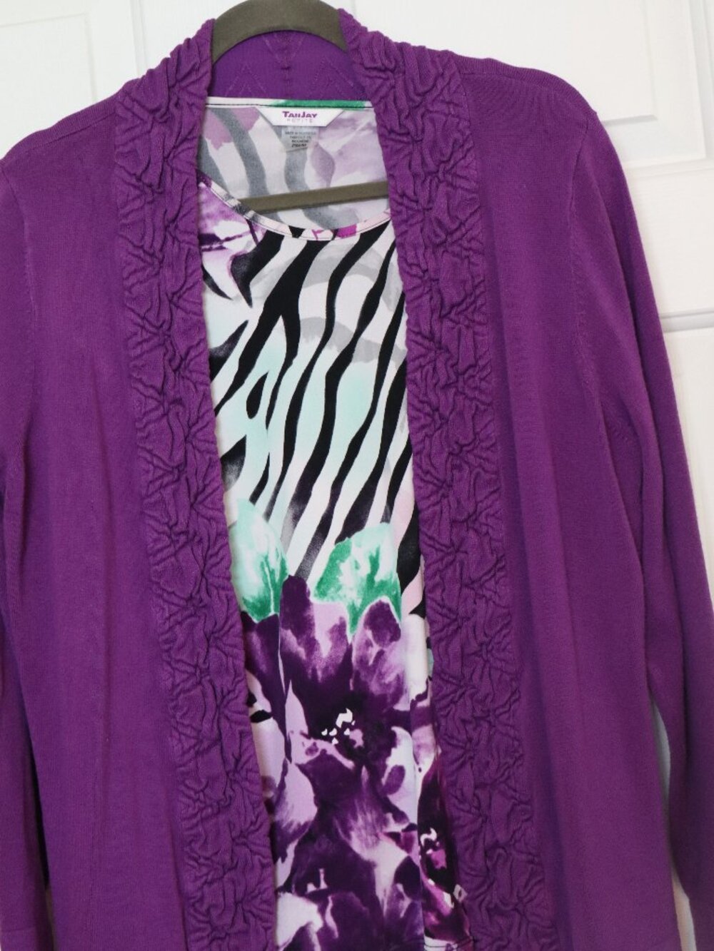 Tan Jay Purple Tank Top w Open Front Cardigan Size PM